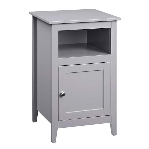 Convenience Concepts Designs2Go 15.75 in. Gray Standard Square MDF End Table with Storage Cabinet and Shelf