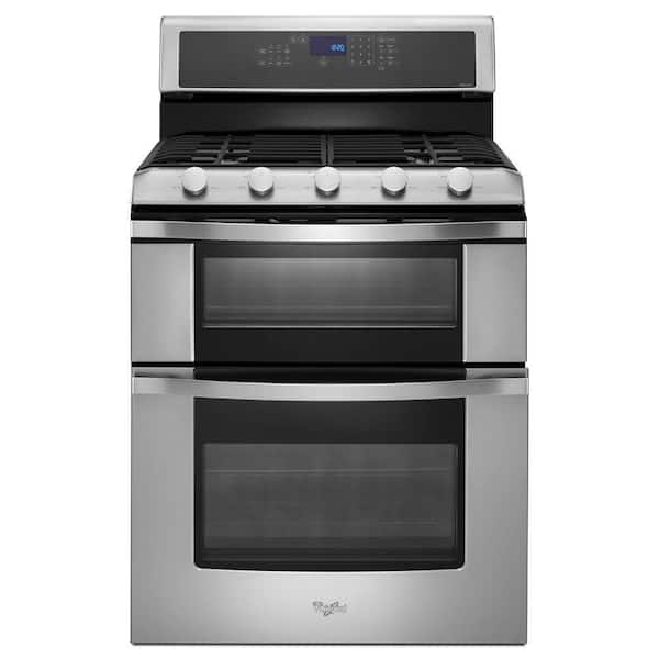 Whirlpool 6.0 cu. ft. Double Oven Gas Range with Self-Cleaning Convection Oven in Stainless Steel