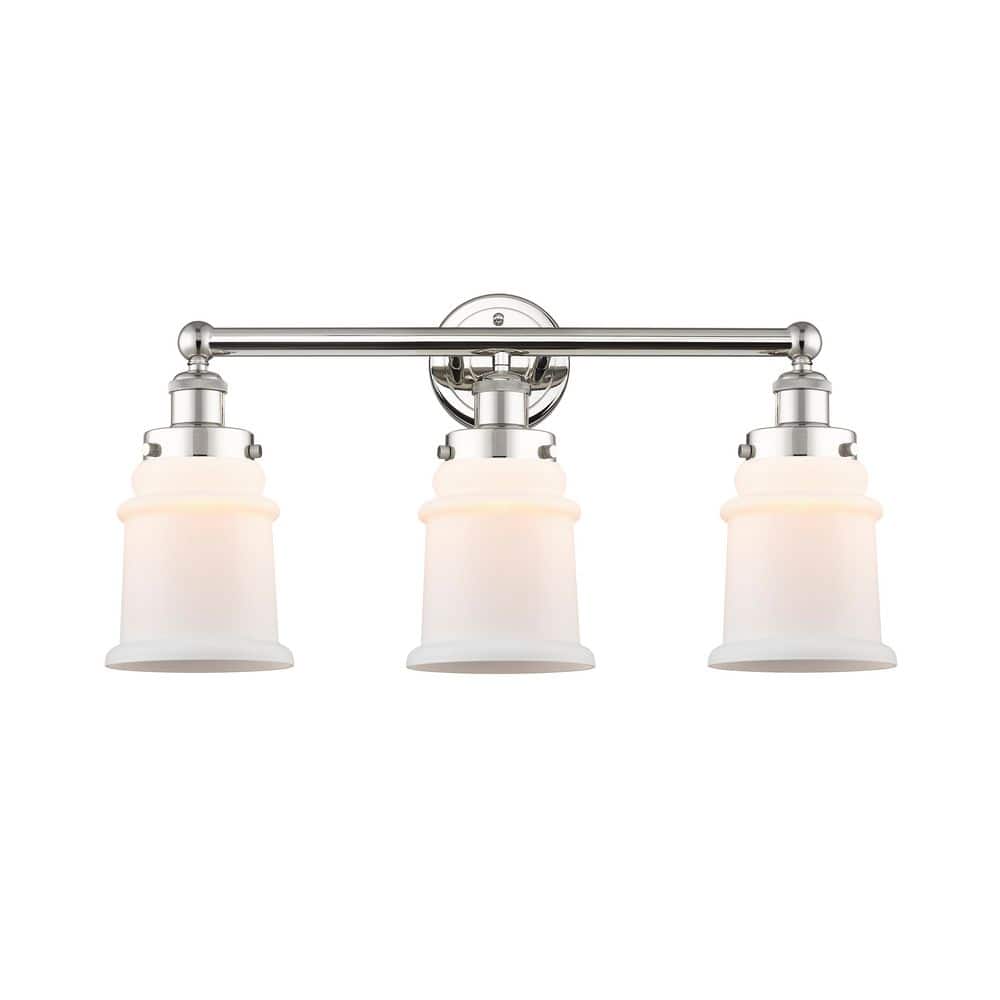 Canton 24 in. 3-Light Polished Nickel Vanity Light with Glass Shade price history on PriceWatchPro