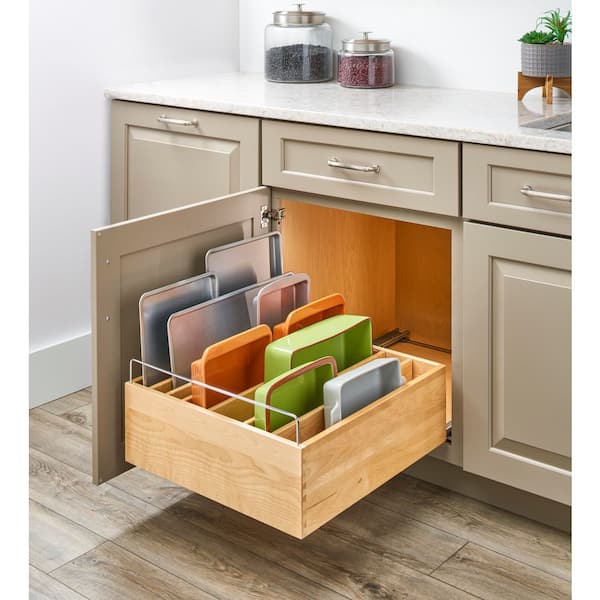 Wood Base Cabinet Pullout Casserole Dish w/ Soft-Close