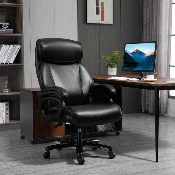 Executive Office Chair Ergonomic Adjustable Swivel Computer Desk Task Seat Black 