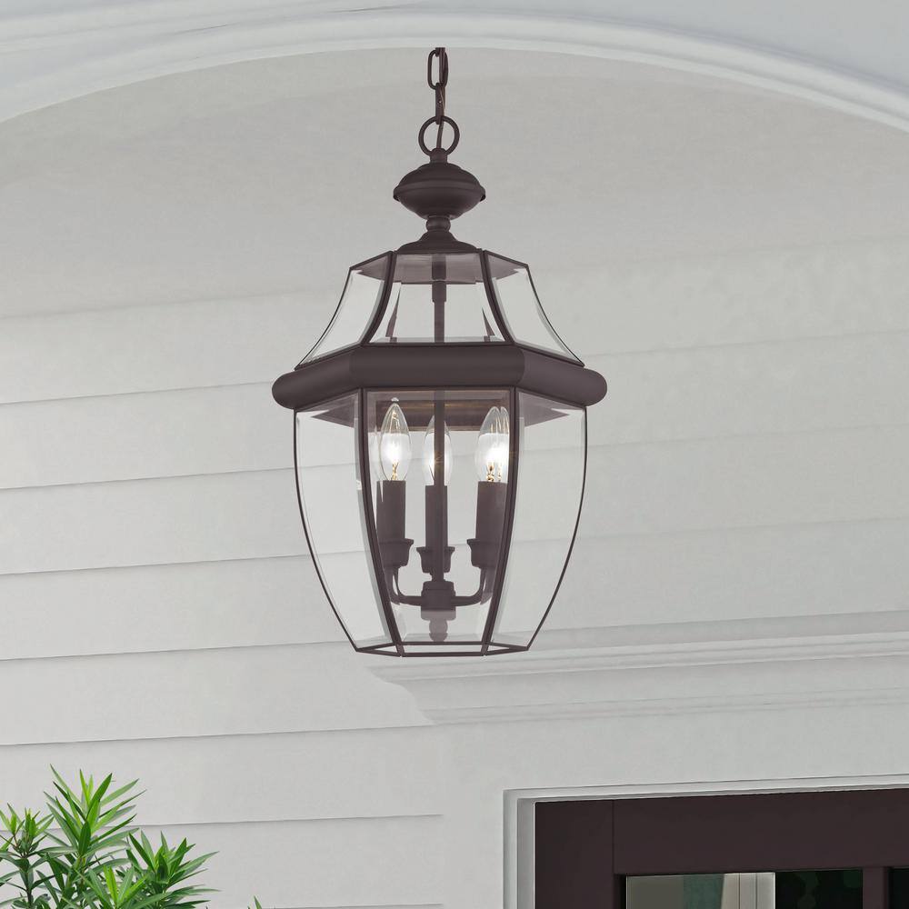 Elegant Monterey Bronze Outdoor Pendant Light with Clear Beveled Glass