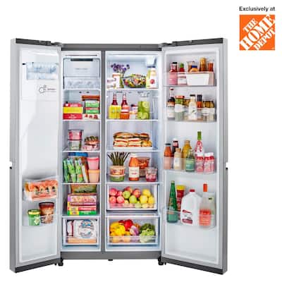 27 cu. ft. Side by Side Smart Refrigerator with Craft Ice, External Ice & Water Dispenser in PrintProof Stainless Steel