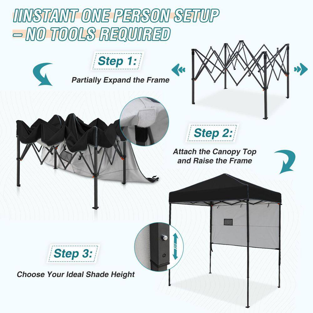 Eagle Peak 6x4 Black and Gray Adjustable Outdoor Canopy Tent