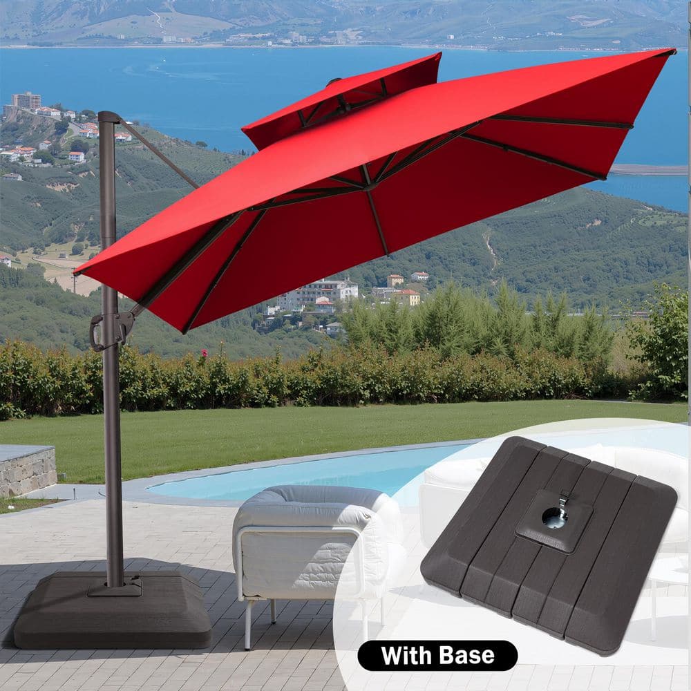 10 ft. Square Patio Cantilever Umbrella in Red 360° Rotation Aluminum Outdoor Offset Umbrella in Red with Weighted Base price history on PriceWatchPro