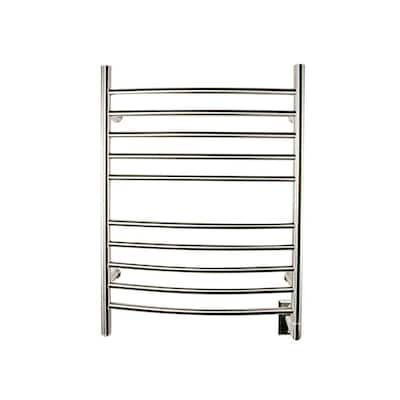 Radiant Curved 10-Bar Hardwired Electric Towel Warmer in Brushed Stainless Steel