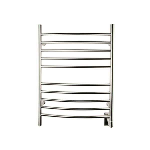 Amba Radiant Curved 10-Bar Hardwired Electric Towel Warmer in Brushed Stainless Steel