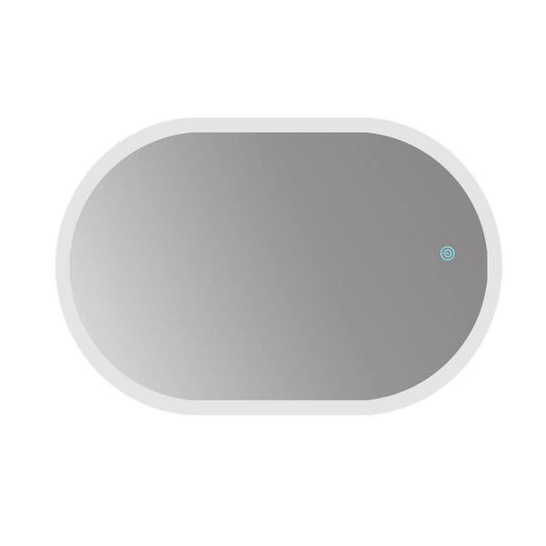 Unbranded Modern 40 in. W x 28 in. H Large Three-color Oval Frameless Wall Mount Glass Anti-Fog Bathroom Vanity Mirror in Silver