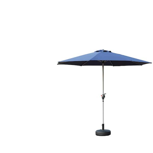 Unbranded 9 ft. Aluminium Market Patio Umbrella Outdoor Table Umbrella with Push Button Tilt and Crank, in Navy Blue