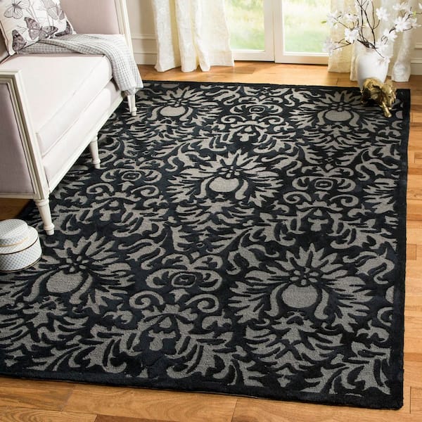 Total Performance 6 ft. x 9 ft. Black Floral Ornate Area Rug