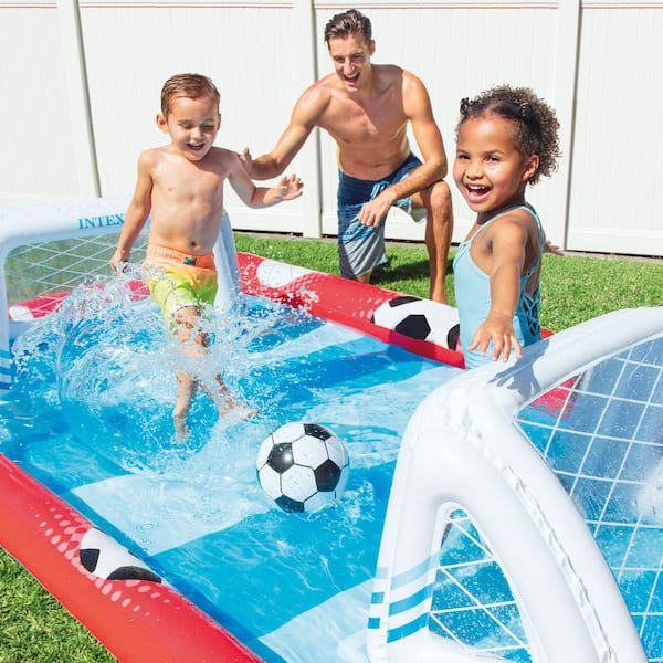 Intex Kids Swimming Pool Aqua Fun Inflatable Floating Water Polo Goal Game Set 