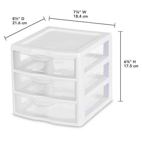 12 Pack Sterilite ClearView Compact Portable 3 Storage Drawer Organizer Cabinet 