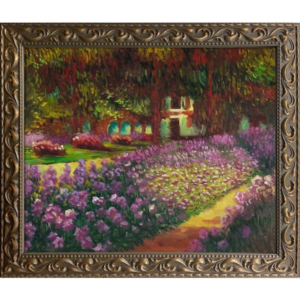 LA PASTICHE Artist's Garden at Giverny Claude Monet Elegant Gold Framed Abstract Oil Painting Art Print 25.5 in. x 29.5 in.