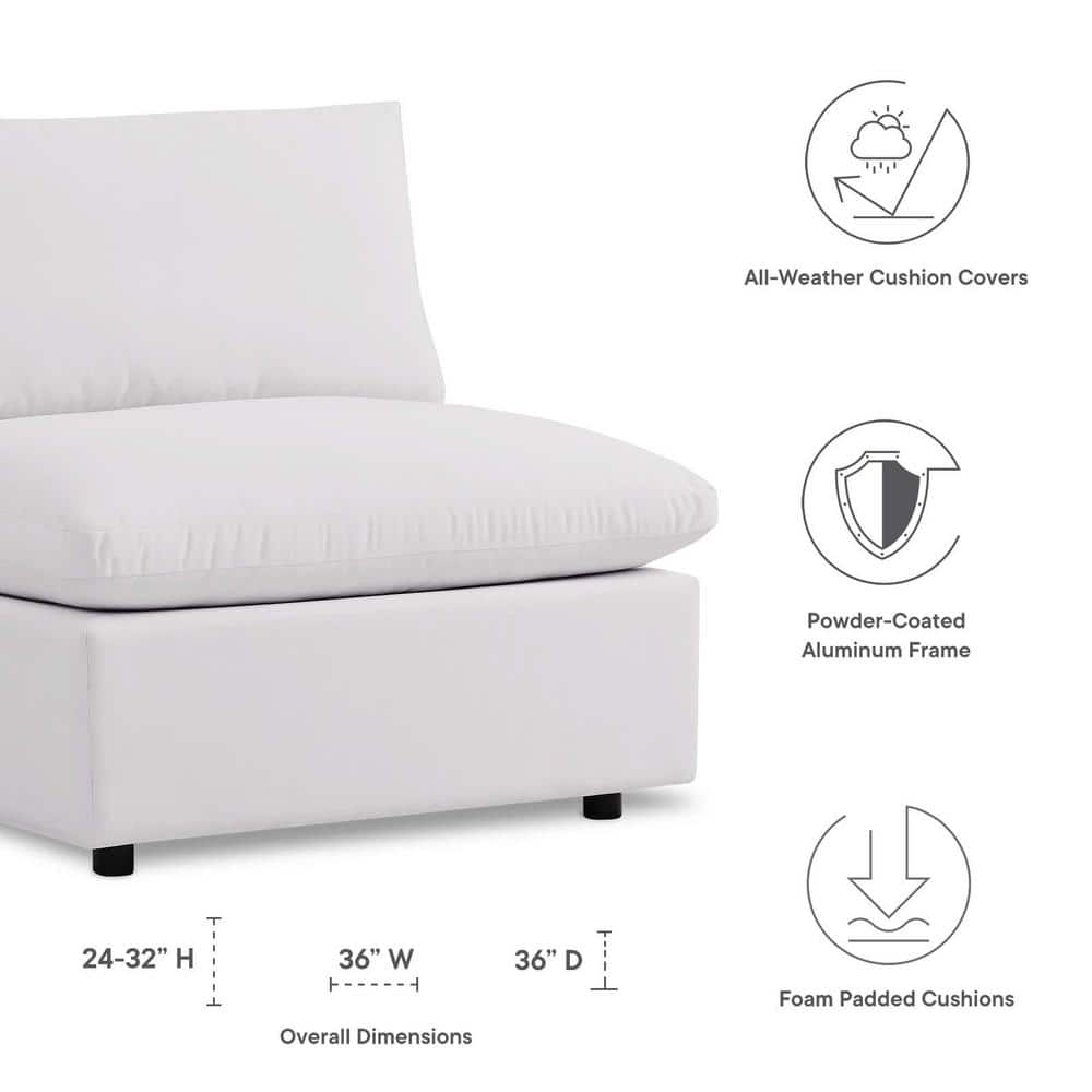 Commix 36" Plush Outdoor Patio Armless Chair in White