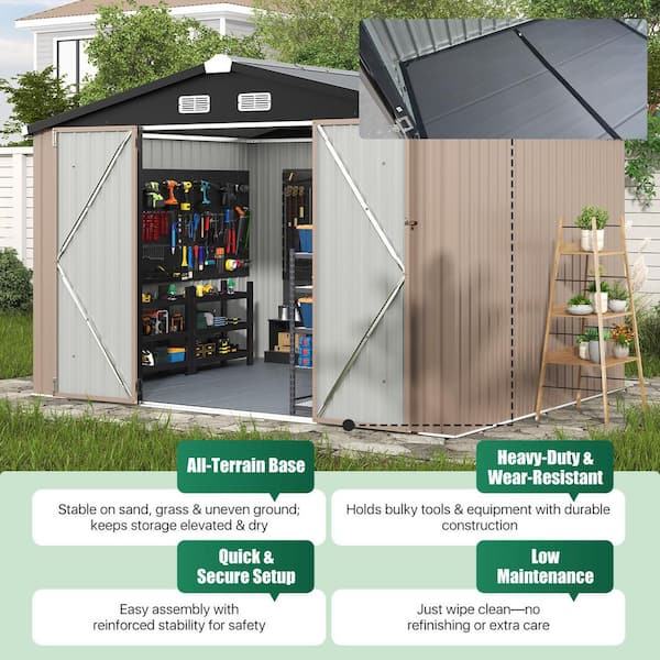 Sizzim 9 ft. W x 7 ft. D Metal Storage Shed with Floor, Air Vents