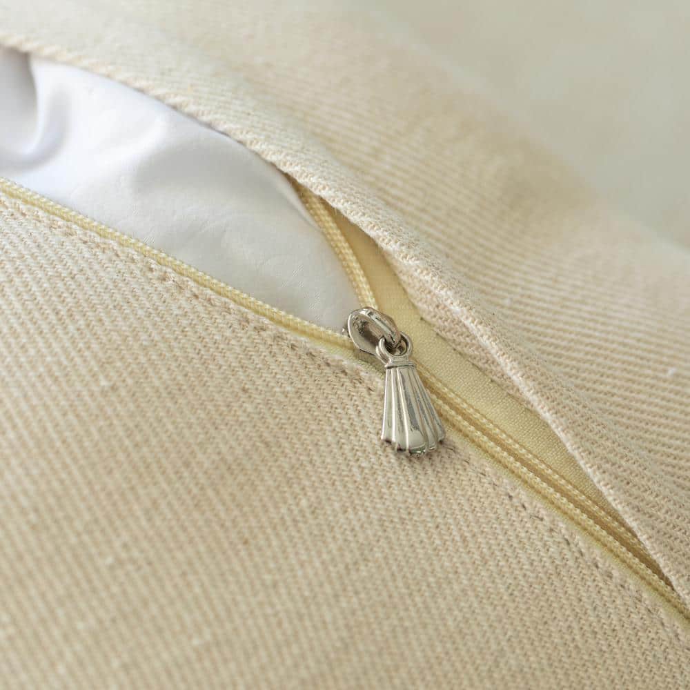 17'' Handwoven Cotton Euro Pillow Cover with Fringed Tassels, Natural