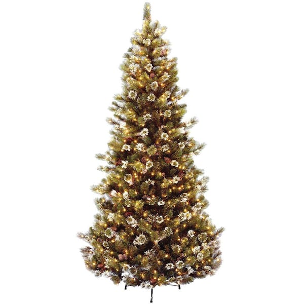 National Tree Company 7-1/2 ft. Glittery Pine Hinged Artificial Christmas Tree with 500 Clear Lights