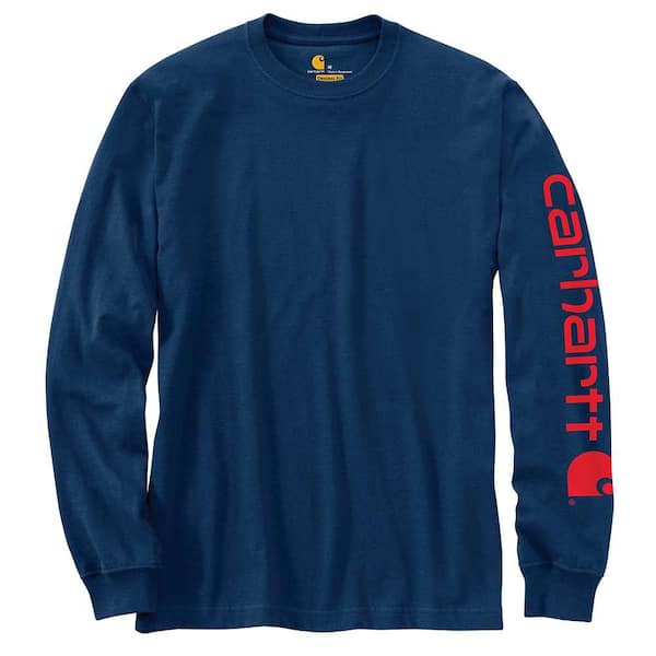 Carhartt Men's Regular Medium Dark Cobalt Blue/Red Cotton/Polyester Long-Sleeve T-Shirt