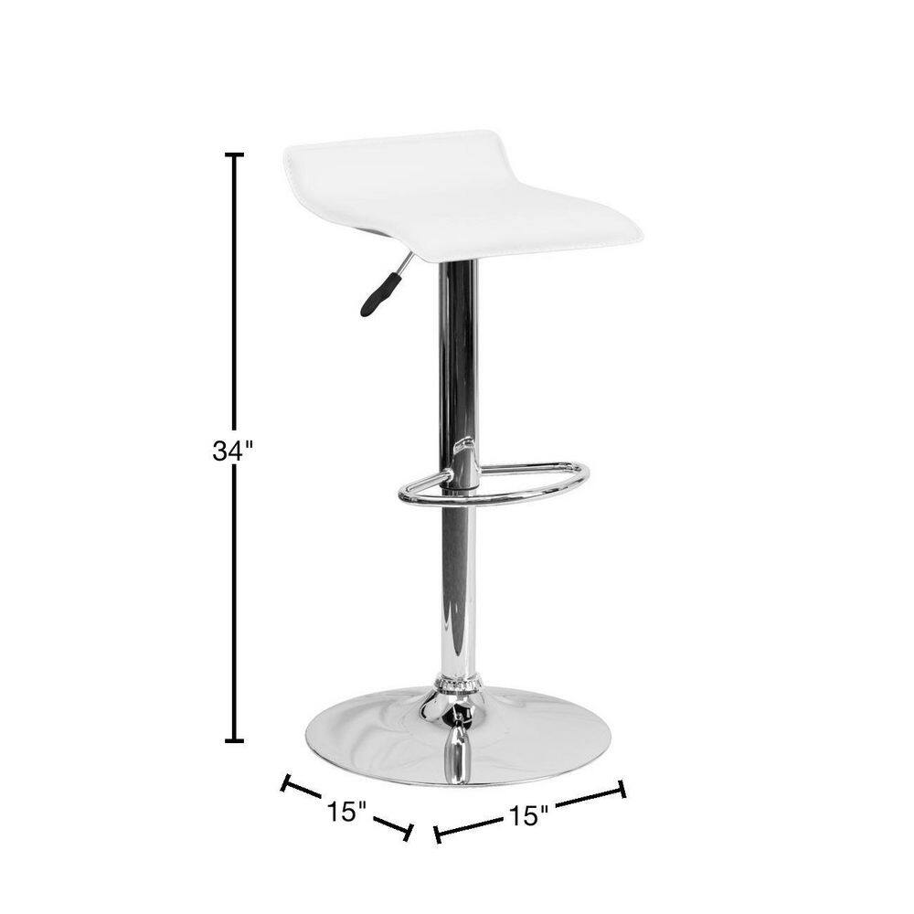 White Vinyl Adjustable Height Swivel Barstool with Chrome Base