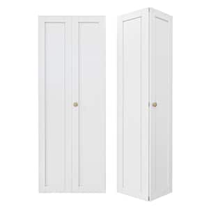 60 in. x 80 in. Solid Core 1-Lite Panel White Primed Composite MDF Interior Closet Bi-fold Door with Hardware