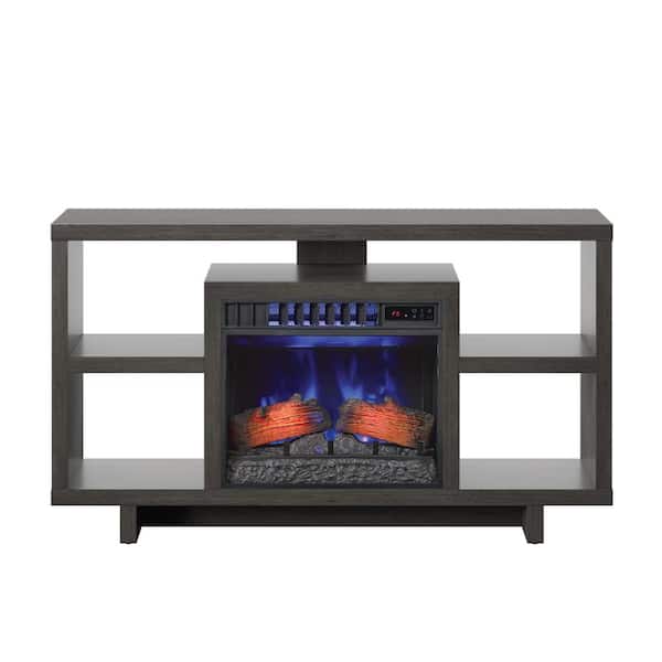 Twin Star Home 58 in. Freestanding Wooden ClassicFlame CoolGlow Electric Fireplace TV Stand in Weathered Gray