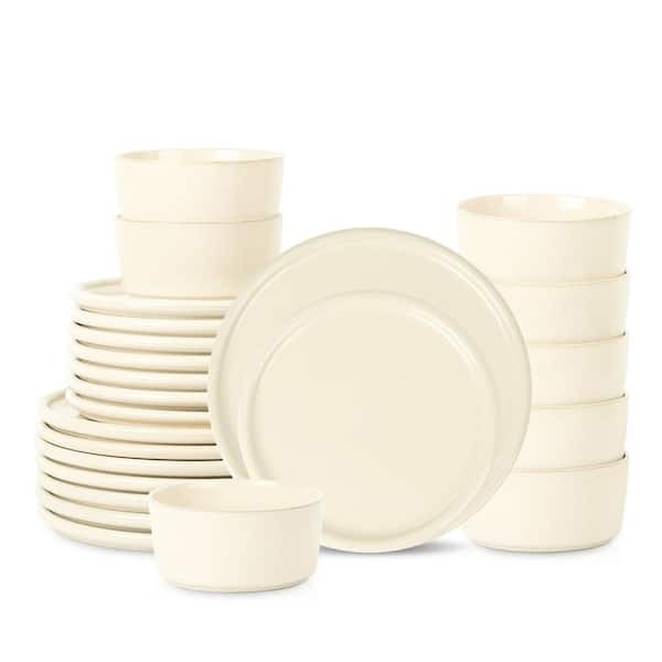 Eden 24-Piece Beige Stoneware Dinnerware Set (Service for 8)