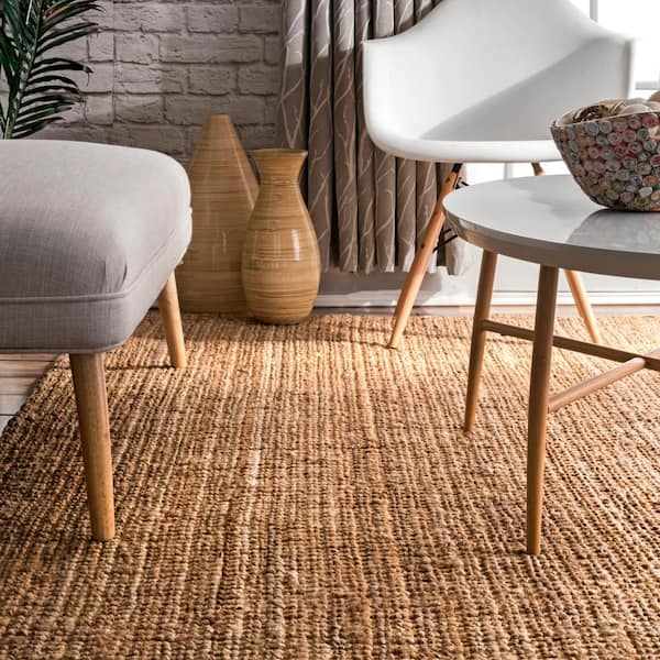 nuLOOM Ashli Solid Jute Natural 4 ft. x 6 ft. Area Rug CLWA01A-406