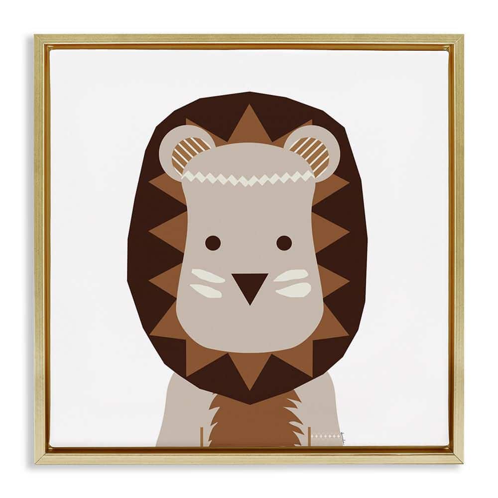 Neutral Tone Lion by Daniela Santiago Gold Floater Frame Animal Graphic Art Print 25 in. x 25 in. price history on PriceWatchPro