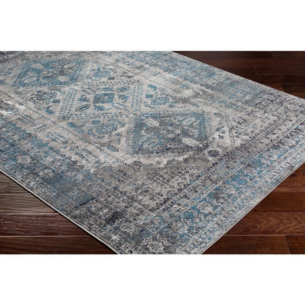 Livabliss Blue and Grey Vintage Medallion Runner Rug, 2'7" x 7'3"