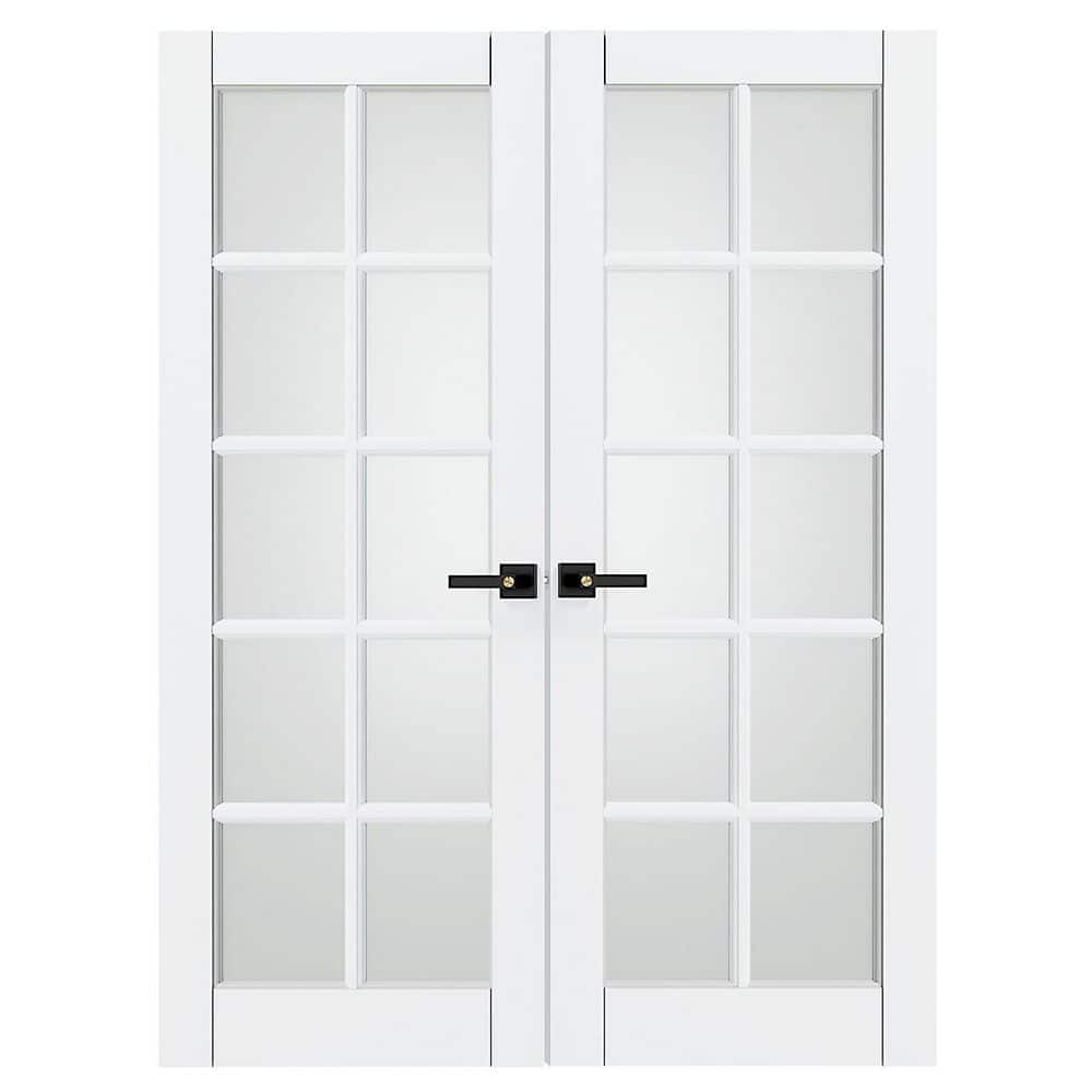 60 in. x 80 in. Composite, MDF, 10-Lite, Frosted Glass, Primed, White Interior Door Slab With Black Lever Handle price history on PriceWatchPro