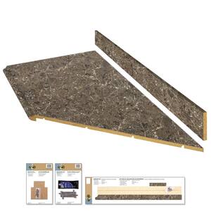 8 ft. Brown Laminate Countertop Kit With Right Miter and Full Wrap Ogee Edge in Breccia Marble