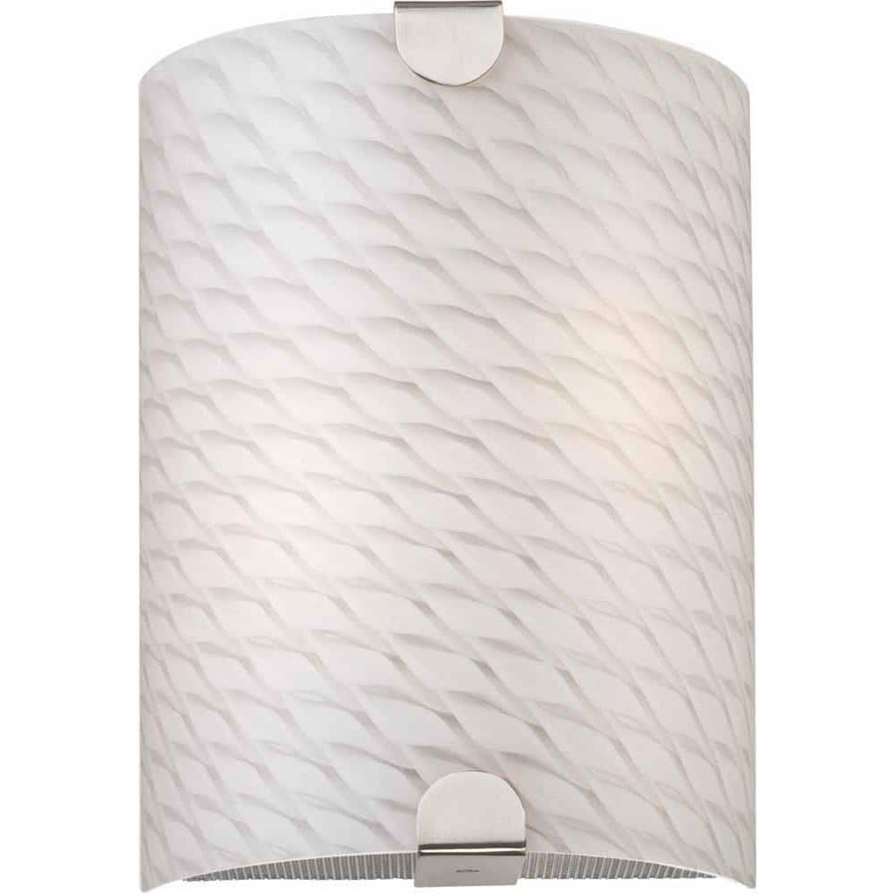 Esprit 2-Light Indoor Brushed Nickel Wall Mount or Wall Sconce with White Frit Glass Half Cylinder Shade price history on PriceWatchPro