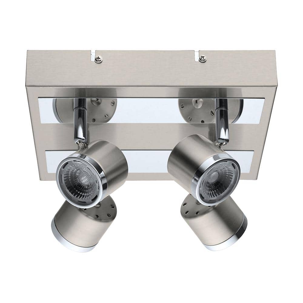 Pierino 8.66 in W. Satin Nickel and Chrome Integrated LED Ceiling Flush Mou