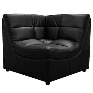 Donald 39 in. W Black Faux Leather Corner Armless Chair