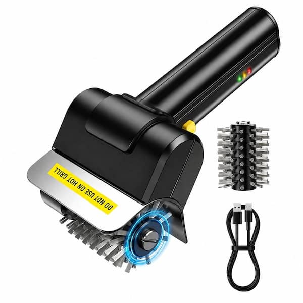 Cordless Electric BBQ Grill Brush with High-Speed Motor, Replacement Brush Head, and Heavy-Duty Stainless Steel
