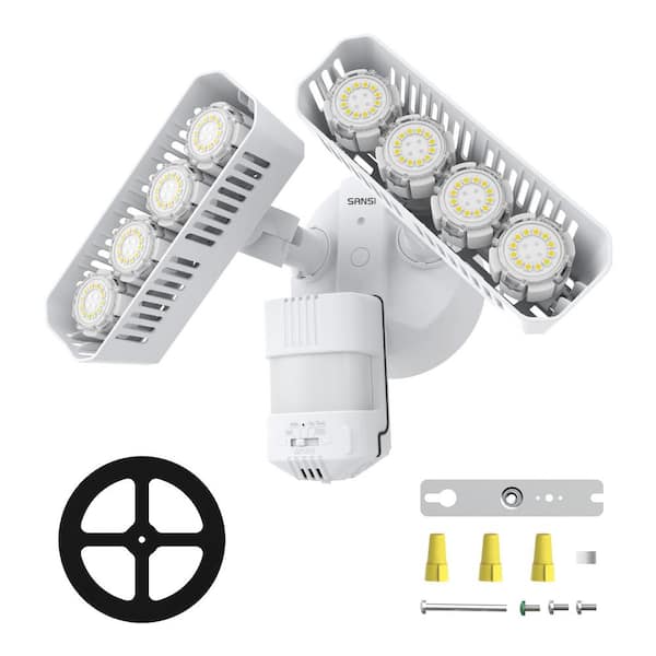SANSI 700 Watt Equivalent 7000 Lumens 180° White Motion Sensing Dusk to Dawn Integrated LED 5000K Waterproof Flood Light