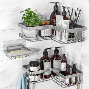 Command Satin Nickel Shower Caddy (1-Shower Caddy) (4-Adhesive Strips)  BATH31-SN-ES - The Home Depot