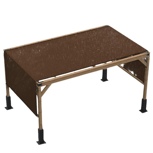 TMD 12 ft. x 20 ft. Brown Waterproof Pergola Cover Replacement Sun Shade Canopy Cloth with Weighted Rods and Hardware