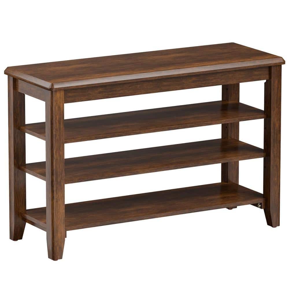 "31.5"" W Walnut Rubberwood Shoe Storage Bench with Adjustable Shelves" price history on PriceWatchPro
