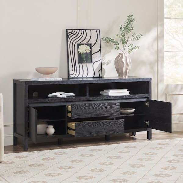 Walker Edison Furniture Company Modern Farmhouse Rustic Black MDF