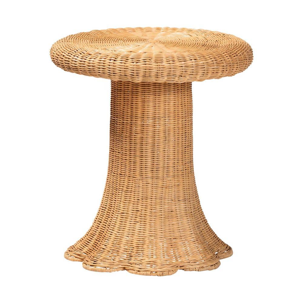 Avalon 22 in. Light Honey Round Rattan Wicker End Table - thumbnail 3
