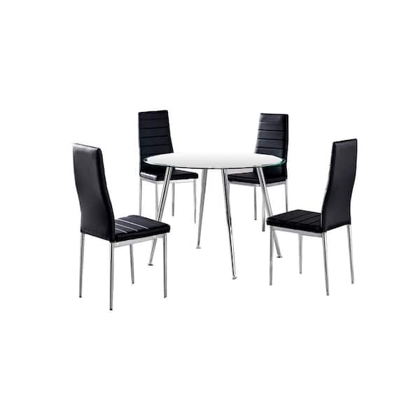 Best Master Furniture Parvati 5-Piece Black Round Dinette Set
