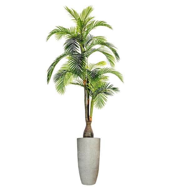 VINTAGE HOME 8.17 ft. Tall Artificial Faux Real Touch Palm Trees in Fiberstone Planter