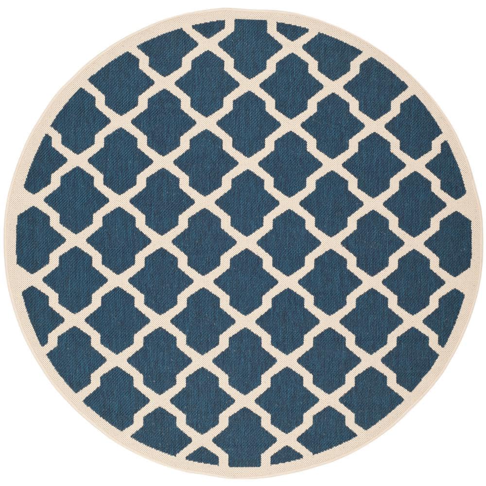 Courtyard Navy/Beige 8 ft. x 8 ft. Round Geometric Indoor/Outdoor Patio  Area Rug price history on PriceWatchPro