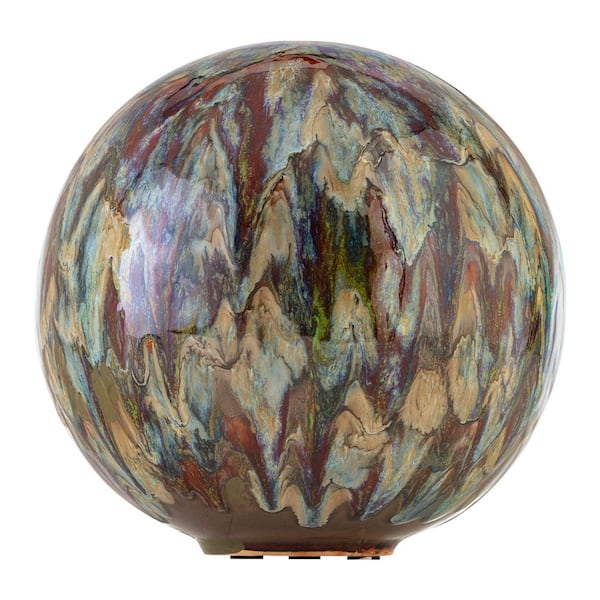 10 in. Tall Indoor/Outdoor Glazed Ceramic Gazing Globe Yard Decoration