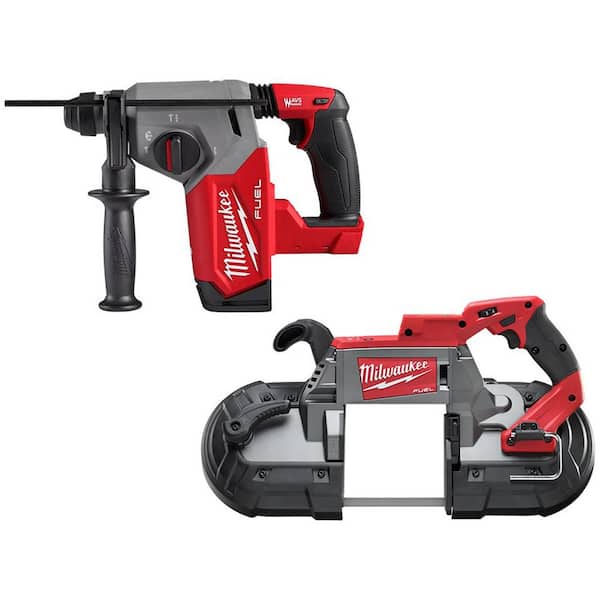 Milwaukee M18 FUEL 18V Lithium-Ion Brushless Cordless 1 in. SDS-Plus Rotary Hammer with Deep Cut Bandsaw (2-Tool)