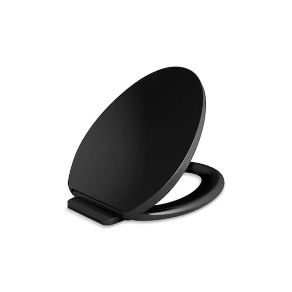 KOHLER Impro ReadyLatch Quiet-Close Elongated Front Toilet Seat in Black Black