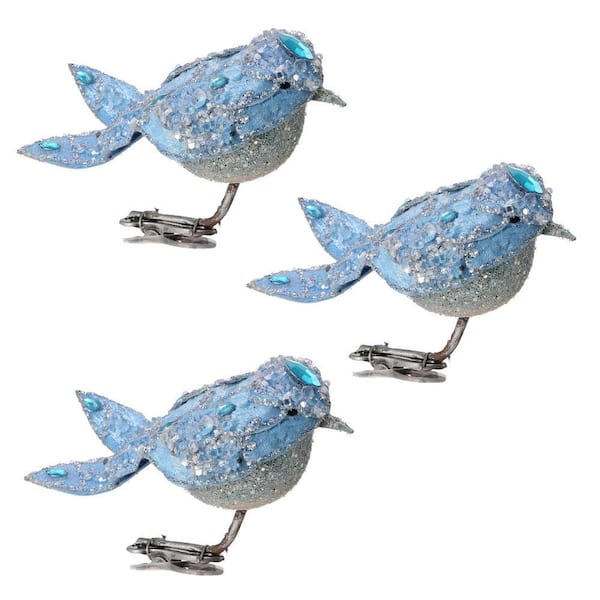 4.5 in. Jeweled Bird Clip Ornament (Set of 3)