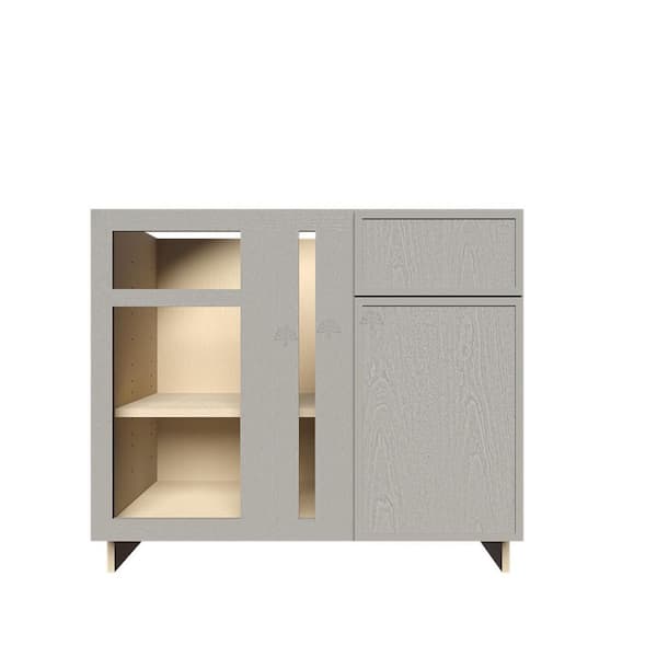 LIFEART CABINETRY Slim Shaker Assembled 39 in. W x 34.5 in. H x 24 in. D Blind Corner Base Kitchen Cabinet in Gray