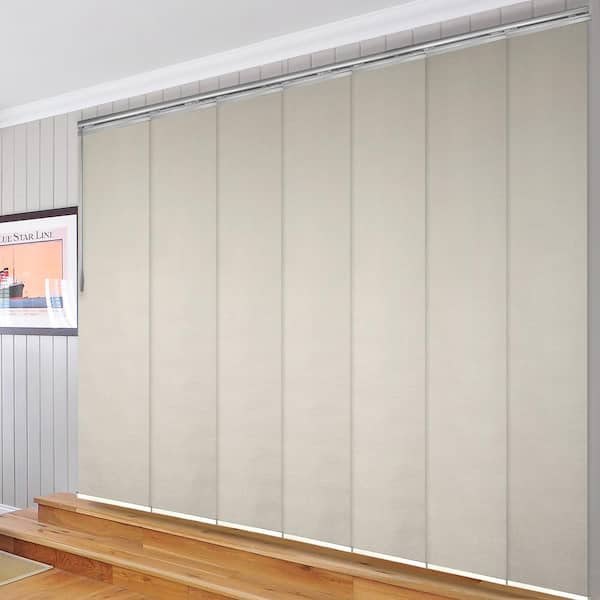 EMOH Pearlescent 110 in. - 153 in. W x 94 in. L Adjustable 7- Panel in Satin Nickel Single Rail Panel Track 23.5 in. Slates